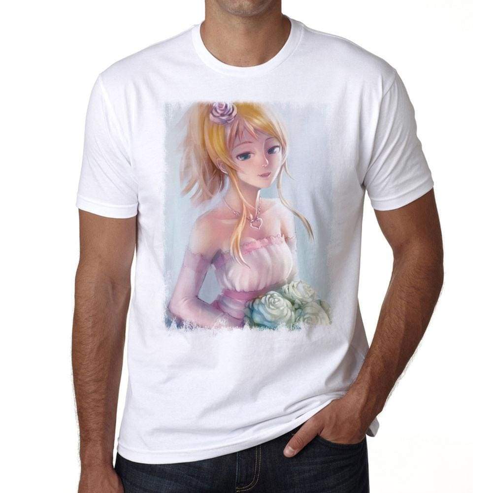Manga Blonde Girl With Roses T-Shirt For Men T Shirt Gift 00089 - T-Shirt