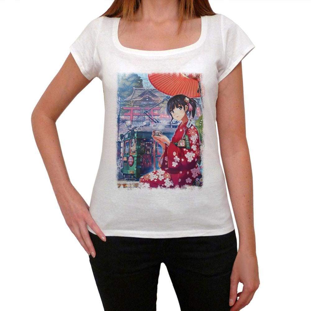 Manga Girl In Kimono With Umbrella T-Shirt For Women T Shirt Gift 00088 - T-Shirt