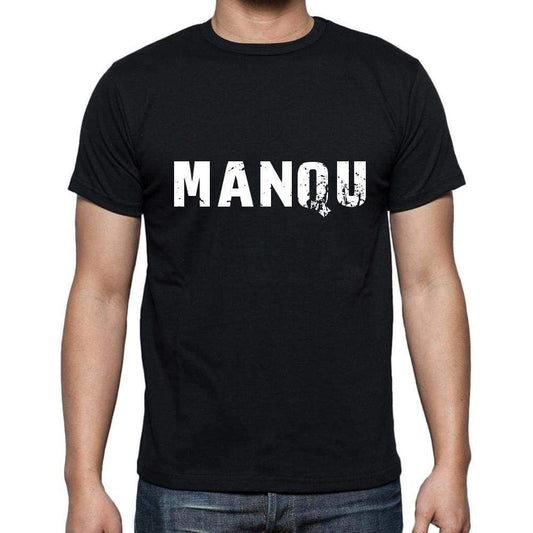 Manqu Mens Short Sleeve Round Neck T-Shirt 5 Letters Black Word 00006 - Casual
