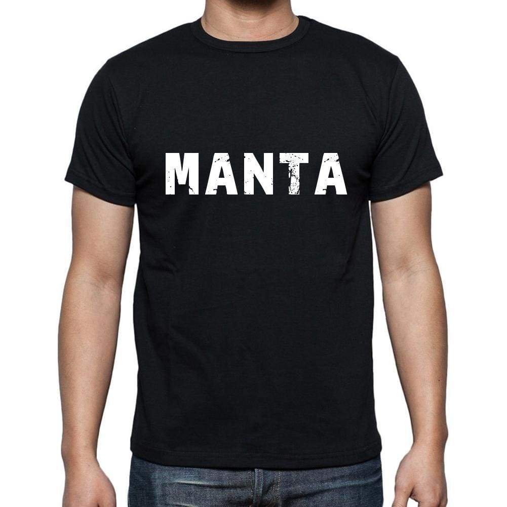 Manta Mens Short Sleeve Round Neck T-Shirt 5 Letters Black Word 00006 - Casual