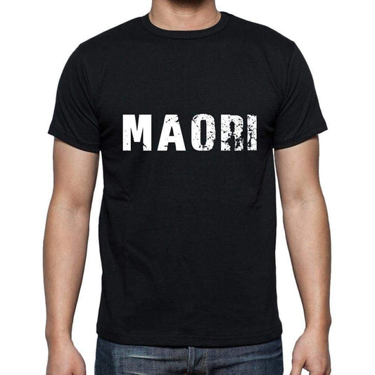Maori Mens Short Sleeve Round Neck T-Shirt 5 Letters Black Word 00006 - Casual