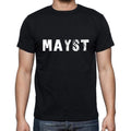 mayst Men's Short Sleeve Round Neck T-shirt , 5 letters Black , word 00006