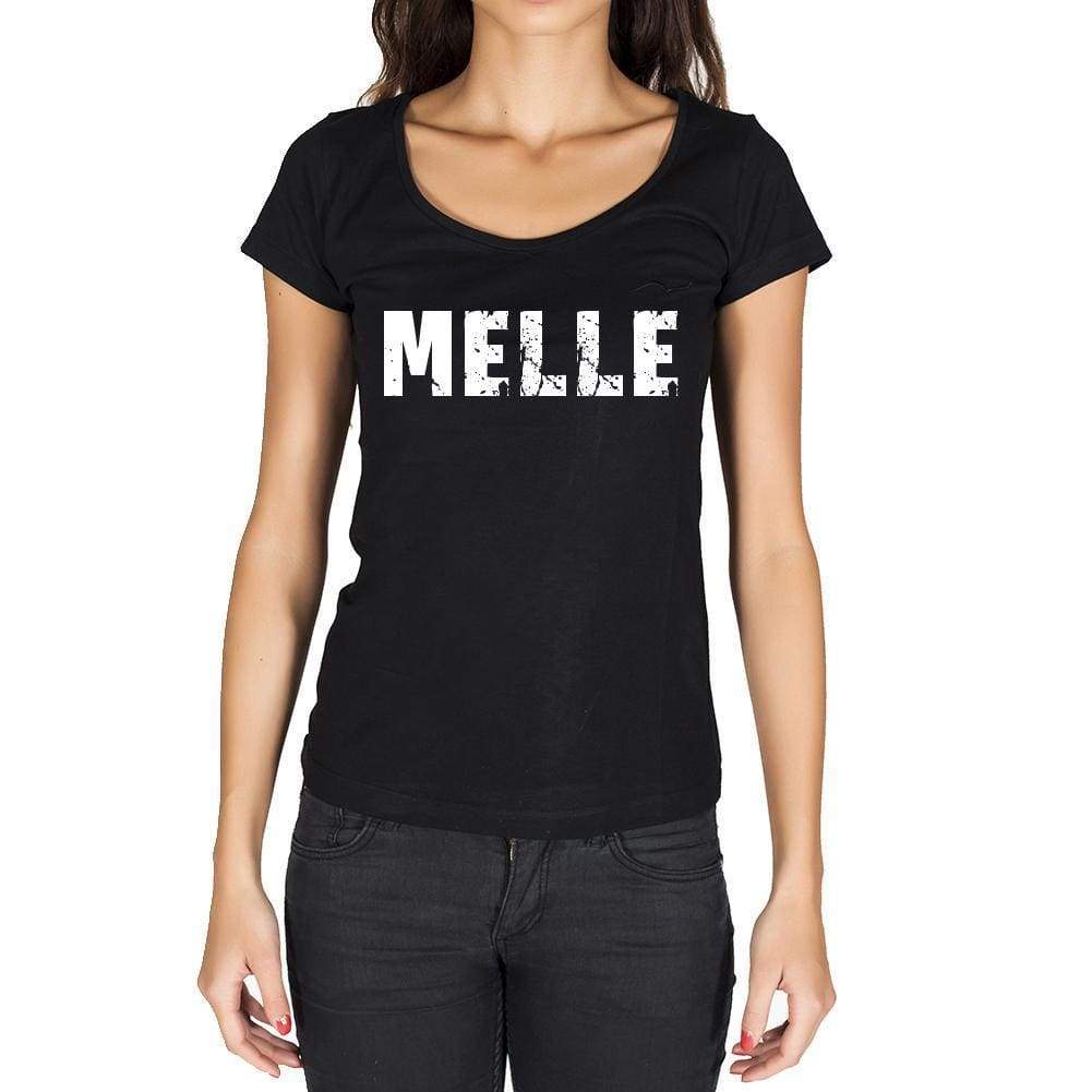 Melle German Cities Black Womens Short Sleeve Round Neck T-Shirt 00002 - Casual