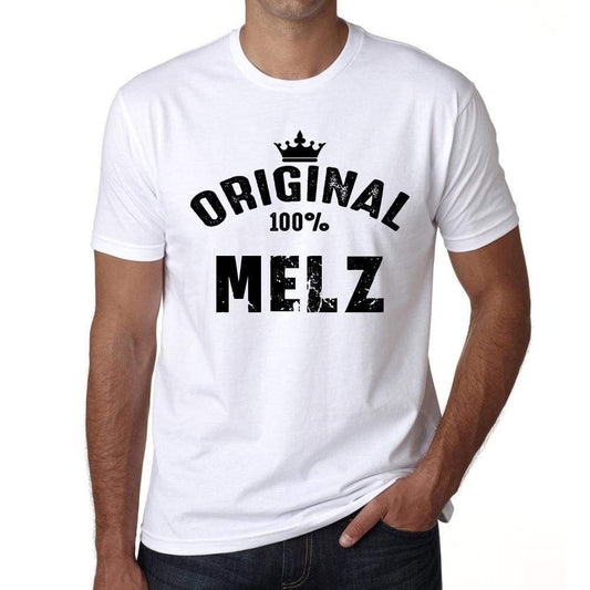 Melz 100% German City White Mens Short Sleeve Round Neck T-Shirt 00001 - Casual