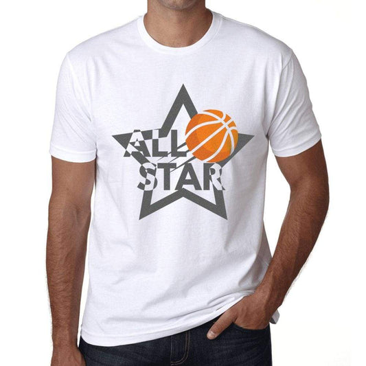 Mens Graphic T-Shirt All Star Basketball White - White / Xs / Cotton - T-Shirt