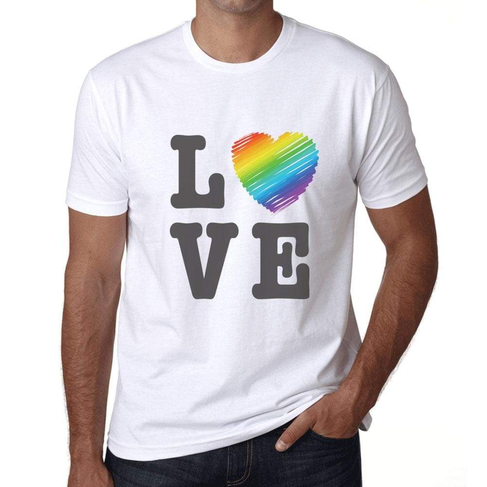 Mens Graphic T-Shirt LGBT Love White - White / XS / Cotton - T-Shirt