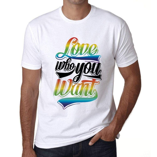 Mens Graphic T-Shirt LGBT Love Who You Want White - White / XS / Cotton - T-Shirt