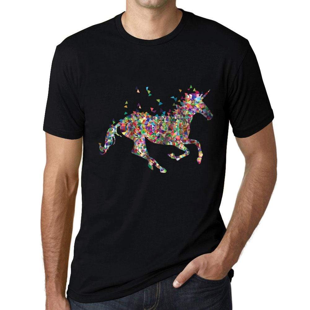 Mens Graphic T-Shirt Multicolor Unicorn Deep Black - Deep Black / XS / Cotton - T-Shirt