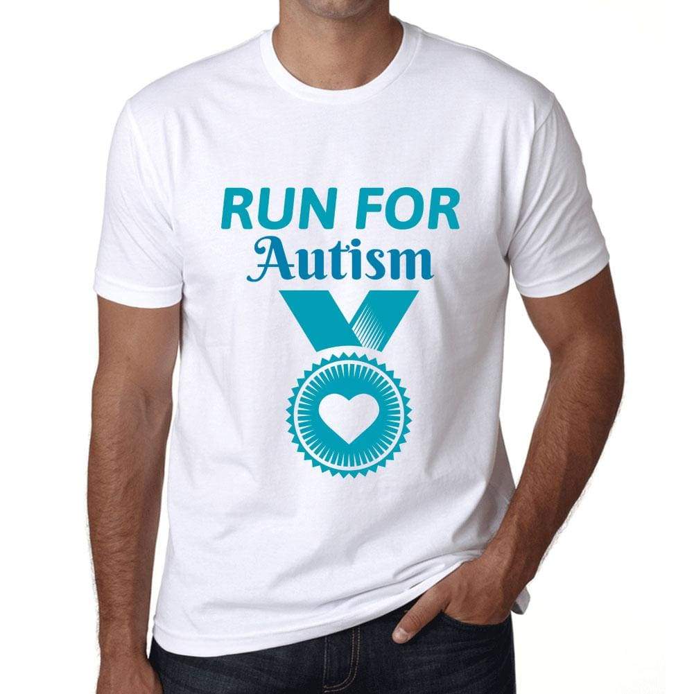 Mens Graphic T-Shirt Run for Autism White - White / XS / Cotton - T-Shirt