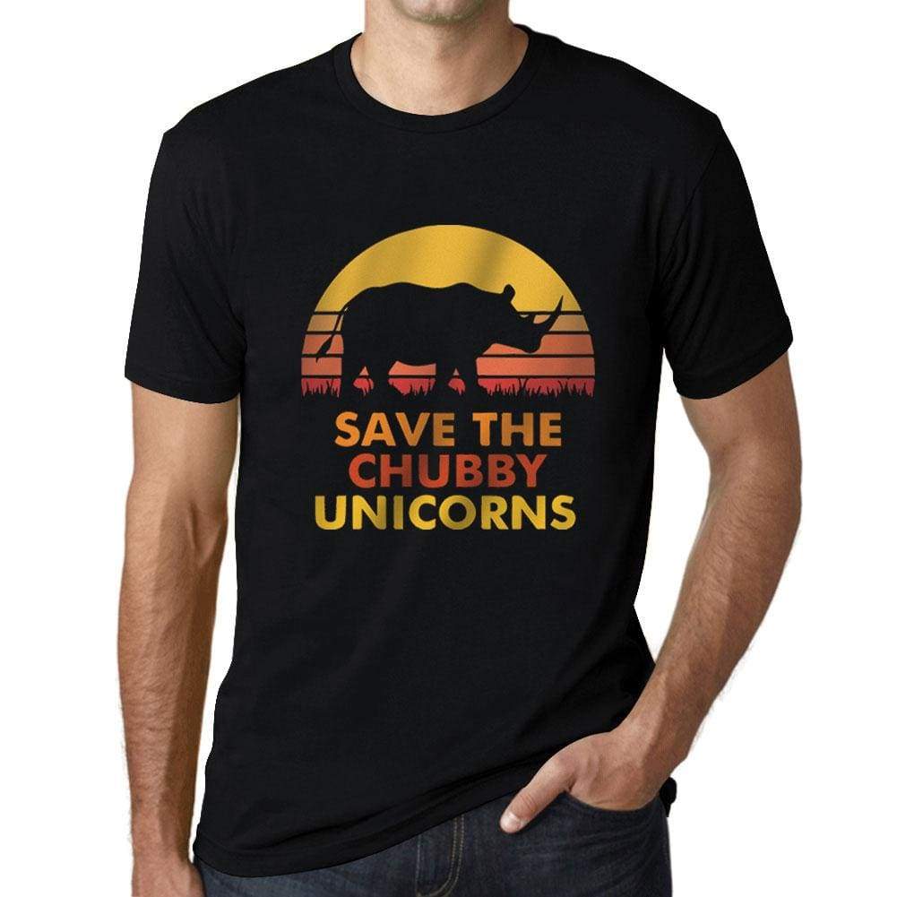 Mens Graphic T-Shirt Save the Chubby Unicorn Deep Black - Deep Black / XS / Cotton - T-Shirt