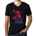 Men's Graphic V-Neck T-Shirt All Star Basketball Player Deep Black