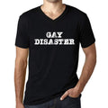Men's Graphic V-Neck T-Shirt LGBT Gay Disaster Deep Black
