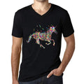Men's Graphic V-Neck T-Shirt Multicolor Unicorn Deep Black