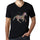 Mens Graphic V-Neck T-Shirt Multicolor Unicorn Deep Black - Deep Black / S / Cotton - T-Shirt