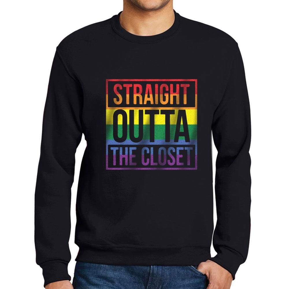 Mens Printed Graphic Sweatshirt LGBT Straight Outta the Closet Deep Black - Deep Black / S / Cotton - Sweatshirt