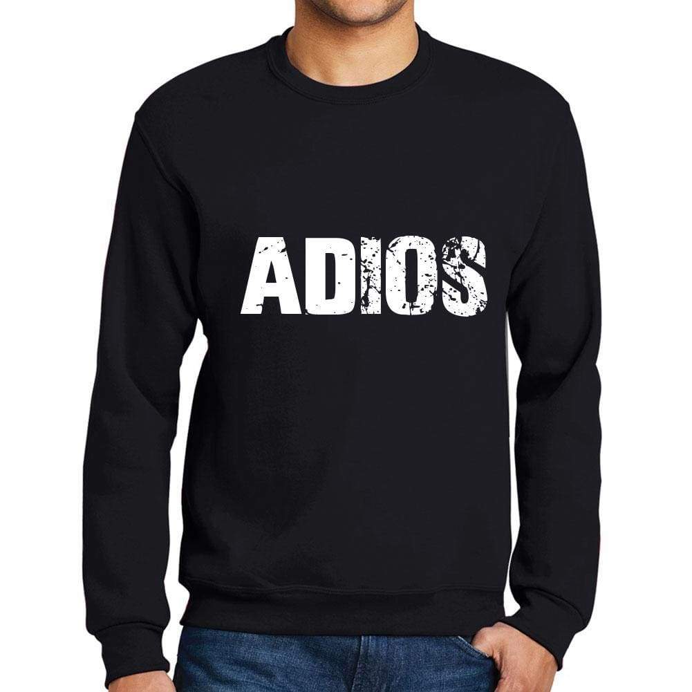 Mens Printed Graphic Sweatshirt Popular Words Adios Deep Black - Deep Black / Small / Cotton - Sweatshirts