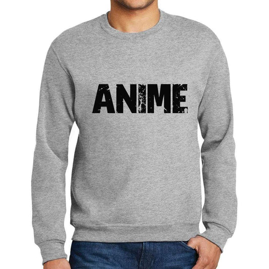Mens Printed Graphic Sweatshirt Popular Words Anime Grey Marl - Grey Marl / Small / Cotton - Sweatshirts