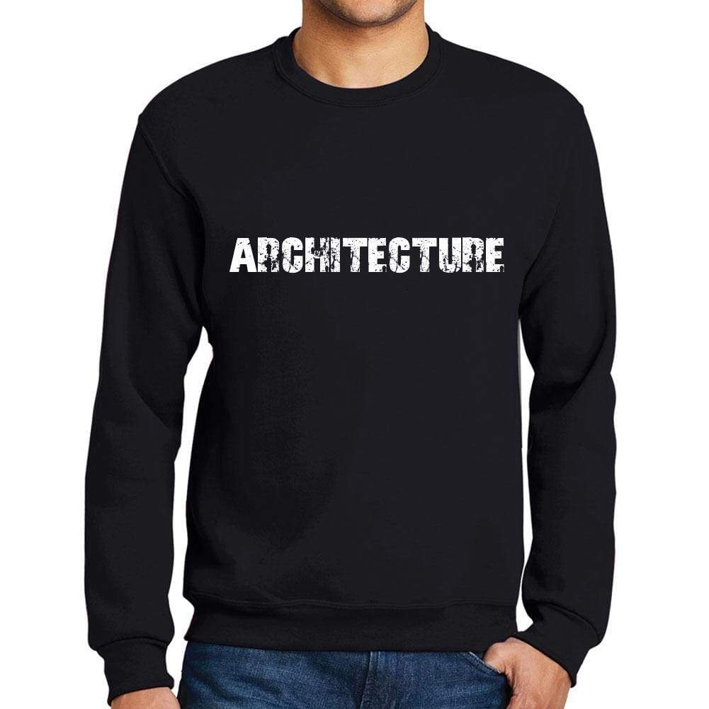 Mens Printed Graphic Sweatshirt Popular Words Architecture Deep Black - Deep Black / Small / Cotton - Sweatshirts