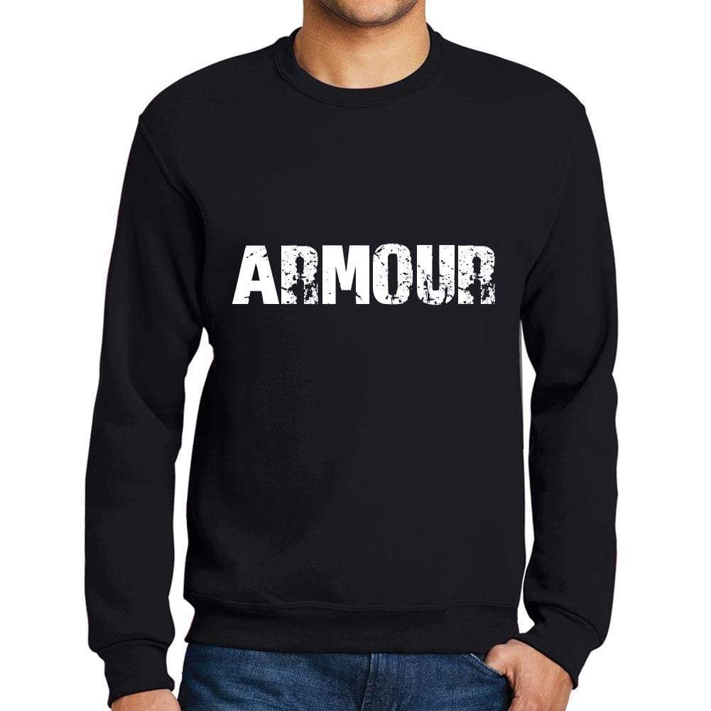 Mens Printed Graphic Sweatshirt Popular Words Armour Deep Black - Deep Black / Small / Cotton - Sweatshirts