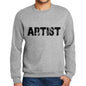 Mens Printed Graphic Sweatshirt Popular Words Artist Grey Marl - Grey Marl / Small / Cotton - Sweatshirts