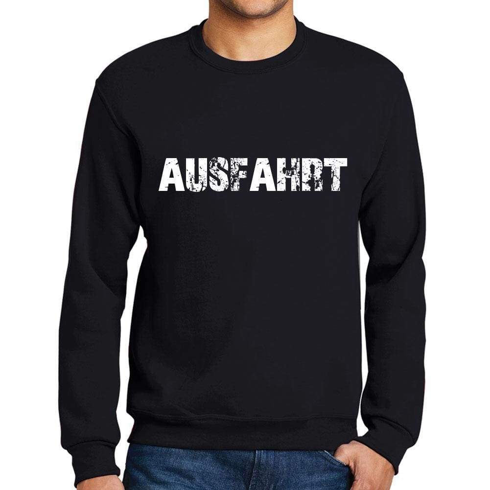 Mens Printed Graphic Sweatshirt Popular Words Ausfahrt Deep Black - Deep Black / Small / Cotton - Sweatshirts