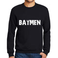 Men's Printed Graphic Sweatshirt Popular Words BAYMEN Deep Black