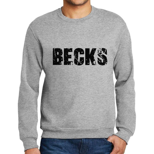 Mens Printed Graphic Sweatshirt Popular Words Becks Grey Marl - Grey Marl / Small / Cotton - Sweatshirts