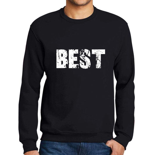 Mens Printed Graphic Sweatshirt Popular Words Best Deep Black - Deep Black / Small / Cotton - Sweatshirts