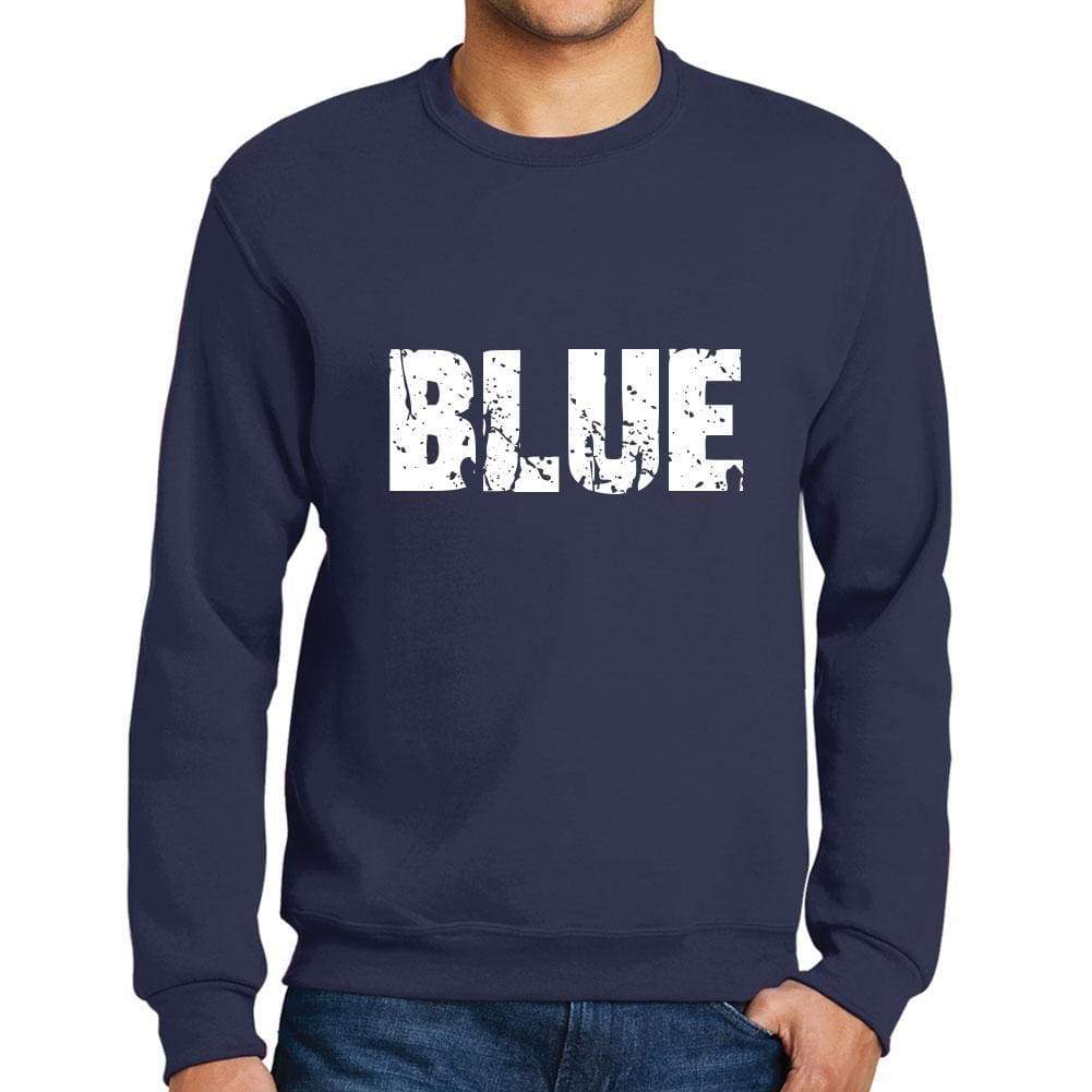 Mens Printed Graphic Sweatshirt Popular Words Blue French Navy - French Navy / Small / Cotton - Sweatshirts