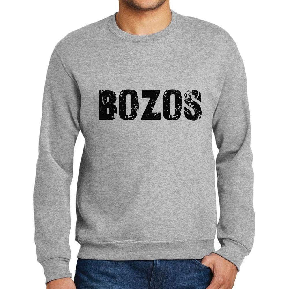 Mens Printed Graphic Sweatshirt Popular Words Bozos Grey Marl - Grey Marl / Small / Cotton - Sweatshirts