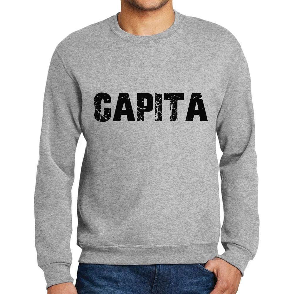 Mens Printed Graphic Sweatshirt Popular Words Capita Grey Marl - Grey Marl / Small / Cotton - Sweatshirts