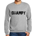 Men's Printed Graphic Sweatshirt Popular Words CHAMPY Grey Marl