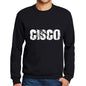 Mens Printed Graphic Sweatshirt Popular Words Cisco Deep Black - Deep Black / Small / Cotton - Sweatshirts