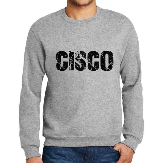 Mens Printed Graphic Sweatshirt Popular Words Cisco Grey Marl - Grey Marl / Small / Cotton - Sweatshirts