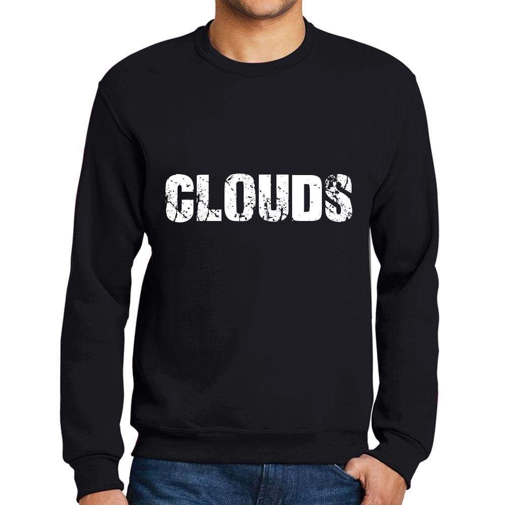 Mens Printed Graphic Sweatshirt Popular Words Clouds Deep Black - Deep Black / Small / Cotton - Sweatshirts
