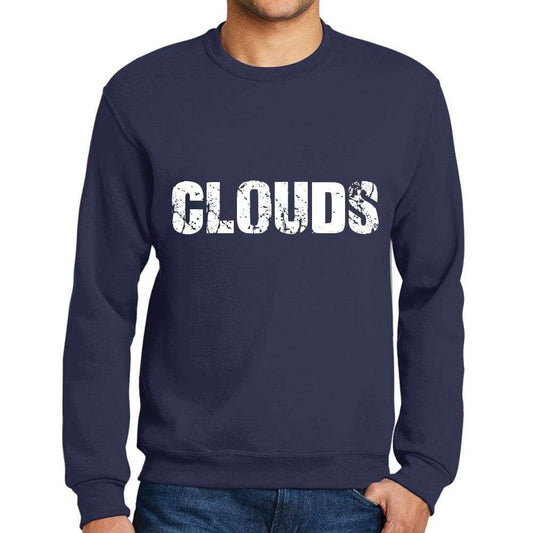 Mens Printed Graphic Sweatshirt Popular Words Clouds French Navy - French Navy / Small / Cotton - Sweatshirts