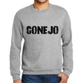 Men's Printed Graphic Sweatshirt Popular Words CONEJO Grey Marl