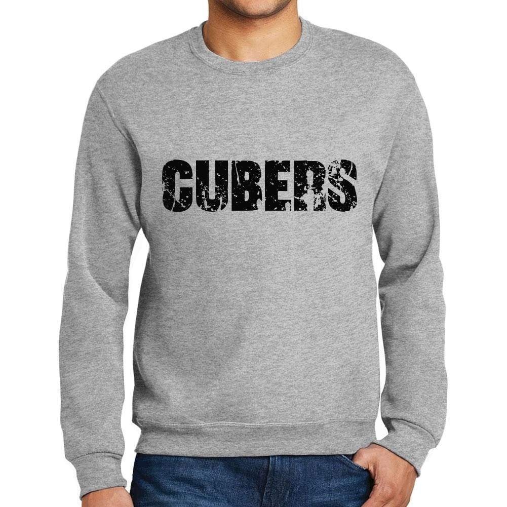 Mens Printed Graphic Sweatshirt Popular Words Cubers Grey Marl - Grey Marl / Small / Cotton - Sweatshirts