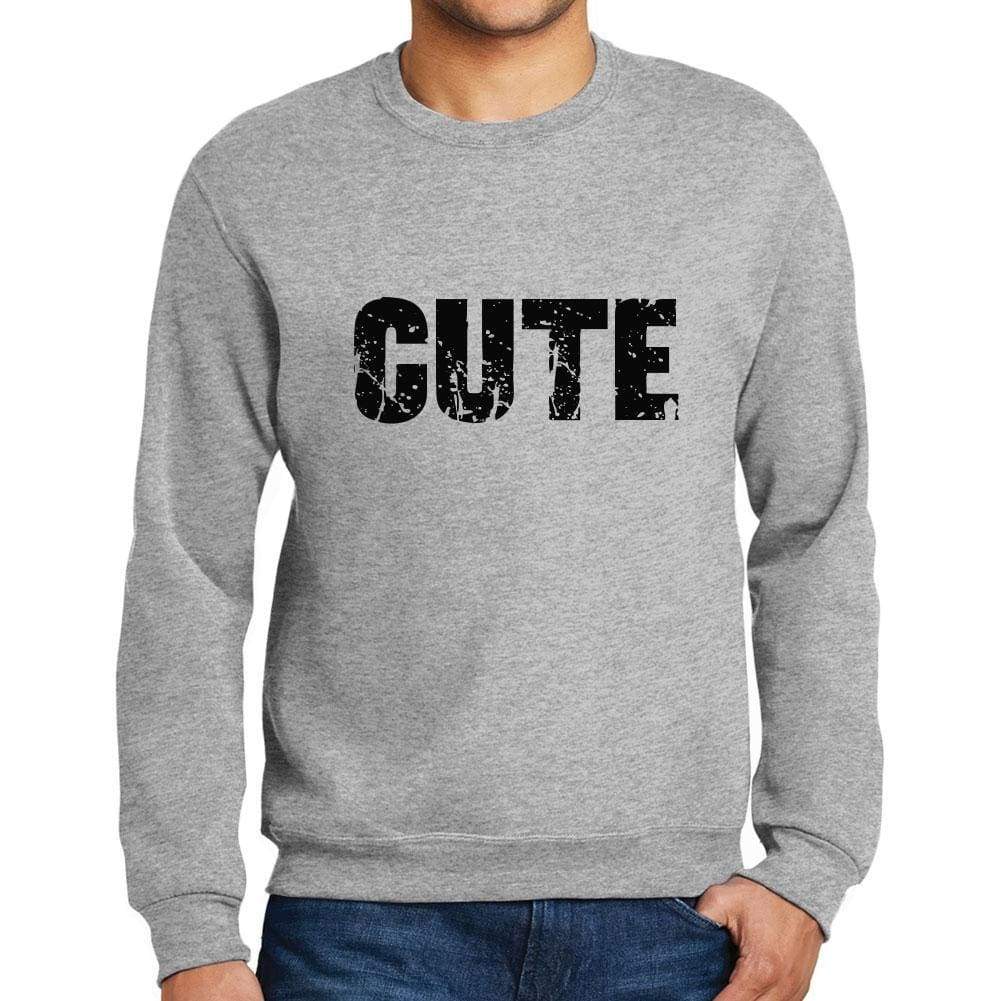 Mens Printed Graphic Sweatshirt Popular Words Cute Grey Marl - Grey Marl / Small / Cotton - Sweatshirts