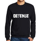 Mens Printed Graphic Sweatshirt Popular Words Defense Deep Black - Deep Black / Small / Cotton - Sweatshirts