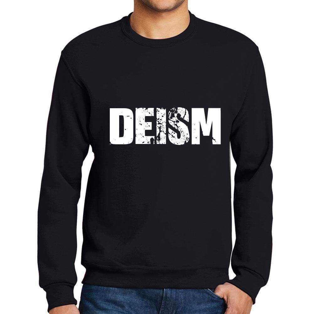 Mens Printed Graphic Sweatshirt Popular Words Deism Deep Black - Deep Black / Small / Cotton - Sweatshirts