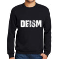 Men's Printed Graphic Sweatshirt Popular Words DEISM Deep Black