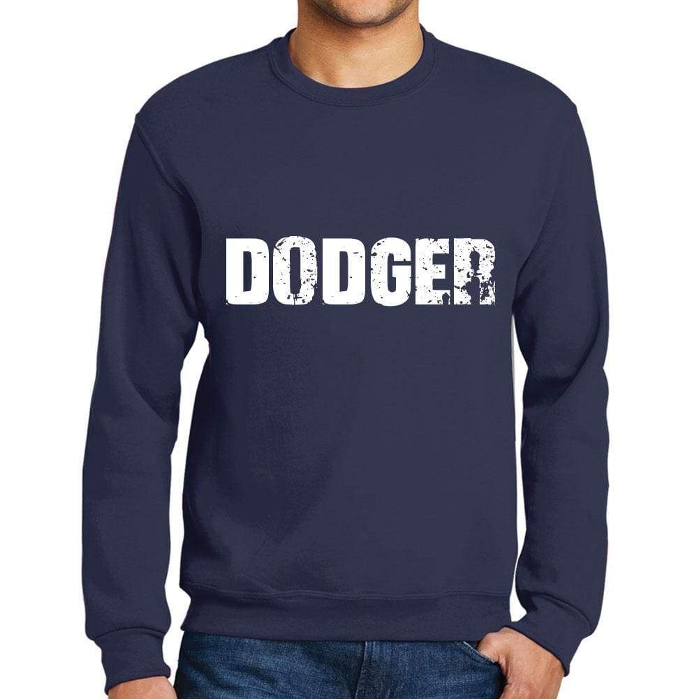 Mens Printed Graphic Sweatshirt Popular Words Dodger French Navy - French Navy / Small / Cotton - Sweatshirts