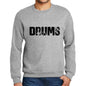 Mens Printed Graphic Sweatshirt Popular Words Drums Grey Marl - Grey Marl / Small / Cotton - Sweatshirts