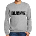 Men's Printed Graphic Sweatshirt Popular Words DUCKIE Grey Marl