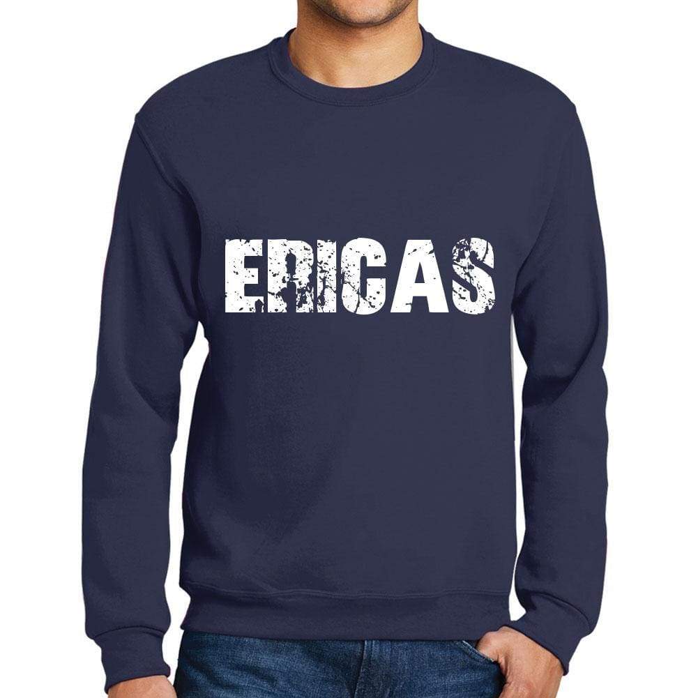 Mens Printed Graphic Sweatshirt Popular Words Ericas French Navy - French Navy / Small / Cotton - Sweatshirts