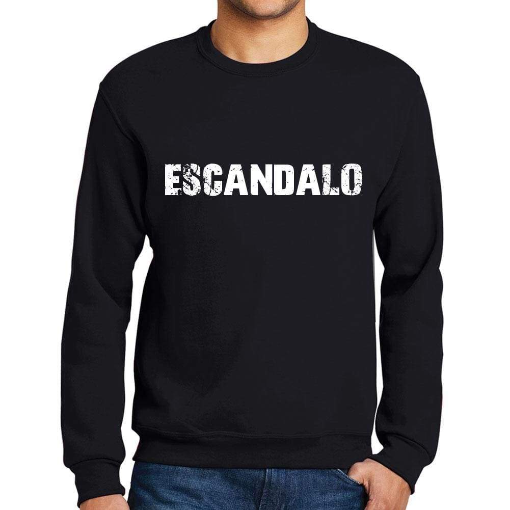 Mens Printed Graphic Sweatshirt Popular Words Escandalo Deep Black - Deep Black / Small / Cotton - Sweatshirts