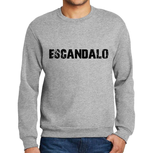 Mens Printed Graphic Sweatshirt Popular Words Escandalo Grey Marl - Grey Marl / Small / Cotton - Sweatshirts