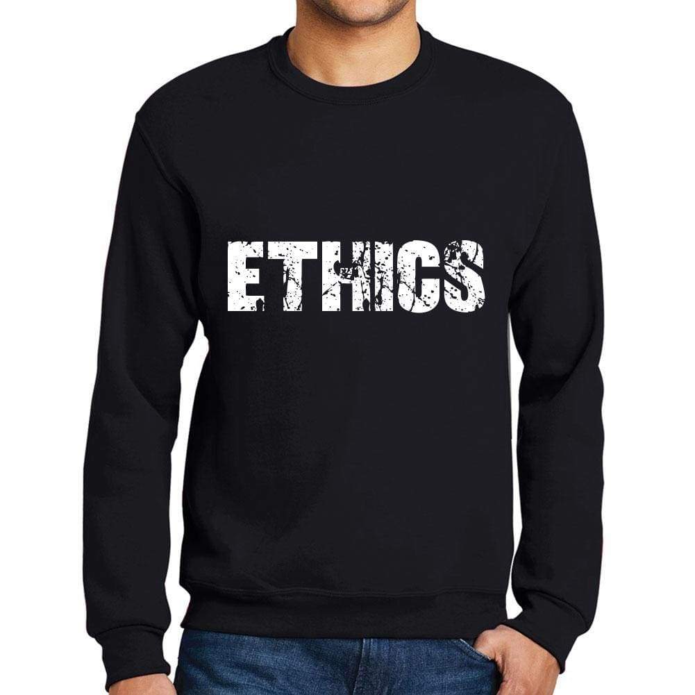 Mens Printed Graphic Sweatshirt Popular Words Ethics Deep Black - Deep Black / Small / Cotton - Sweatshirts
