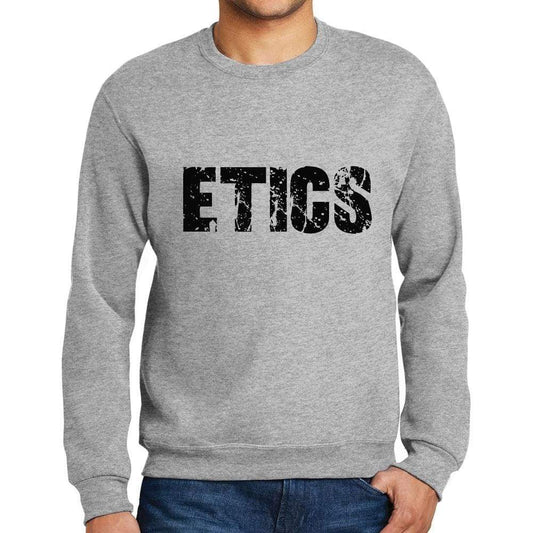 Mens Printed Graphic Sweatshirt Popular Words Etics Grey Marl - Grey Marl / Small / Cotton - Sweatshirts
